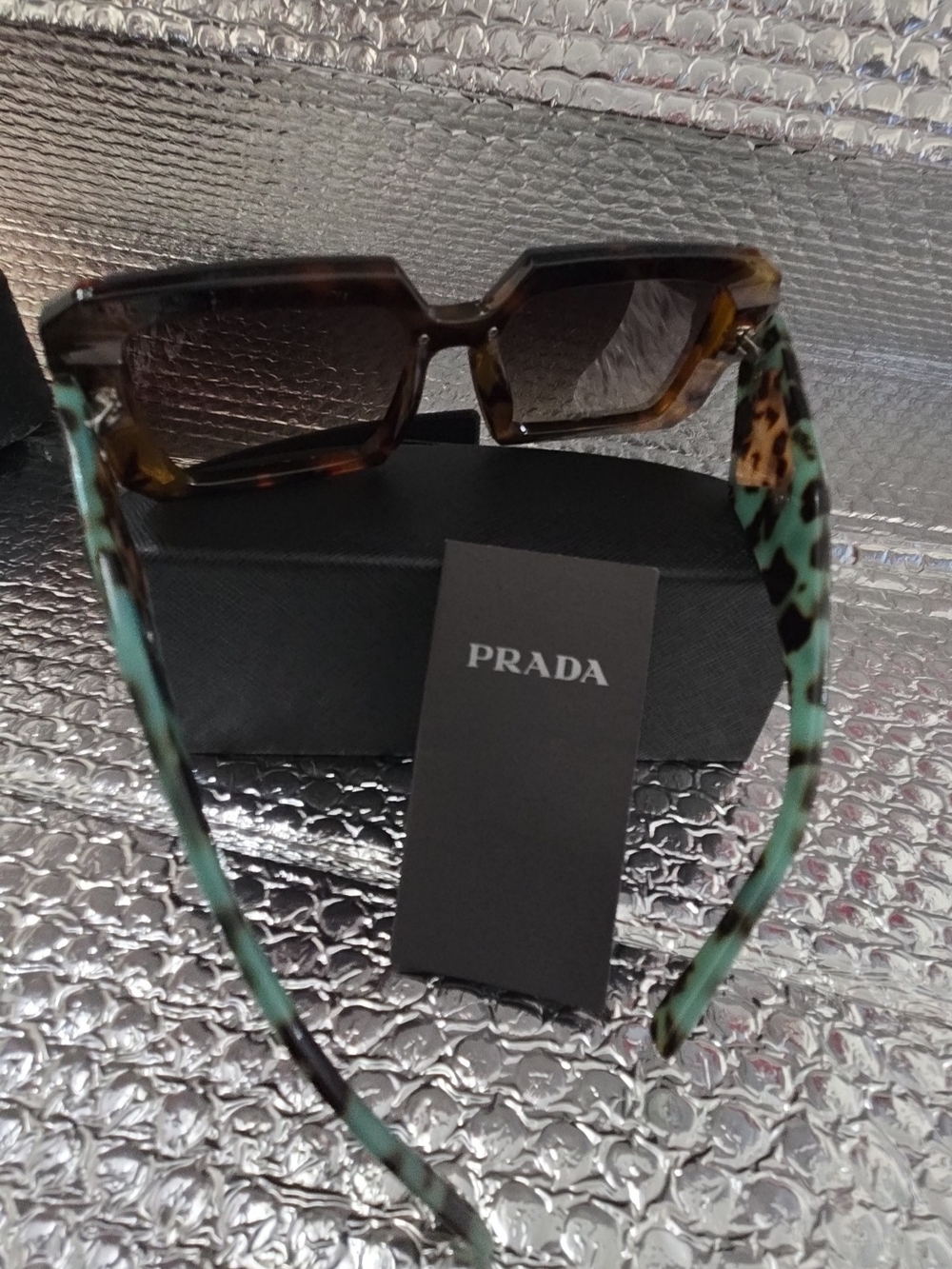Prada Women's Square Tortoiseshell Sunglasses - Brown - Picture 2 of 6